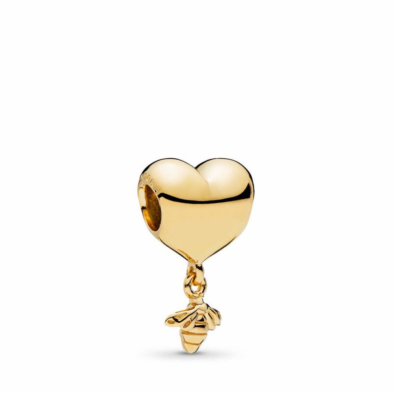 Pandora Shine™ Heart & Bee Charm - 18ct Gold Plated - Canada | NQ9589NG